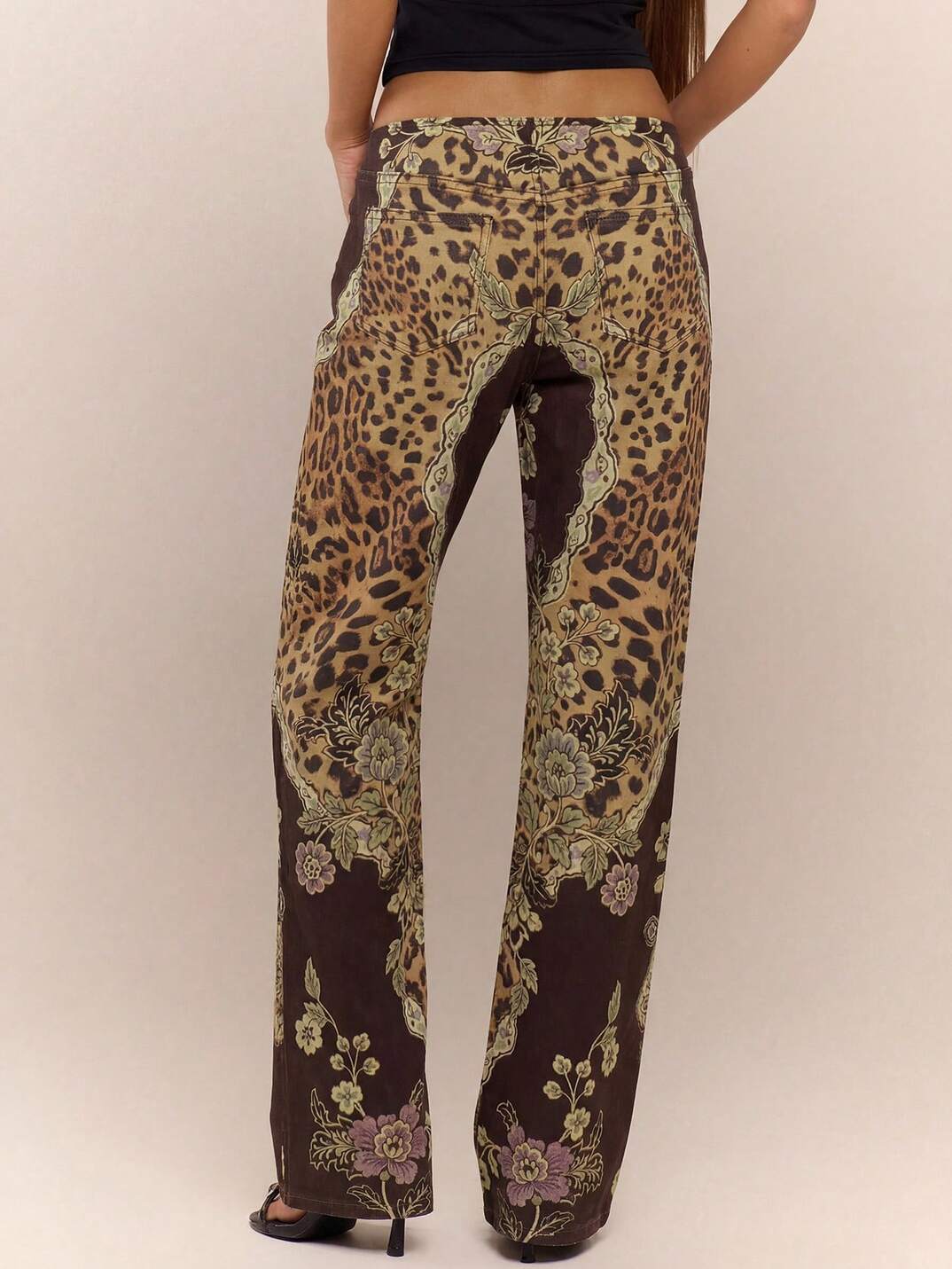 Leopard Print Lace Up Jeans